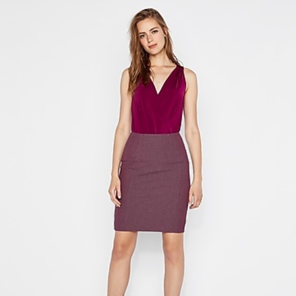 Express High Waisted Twill Seamed Pencil Skirt
